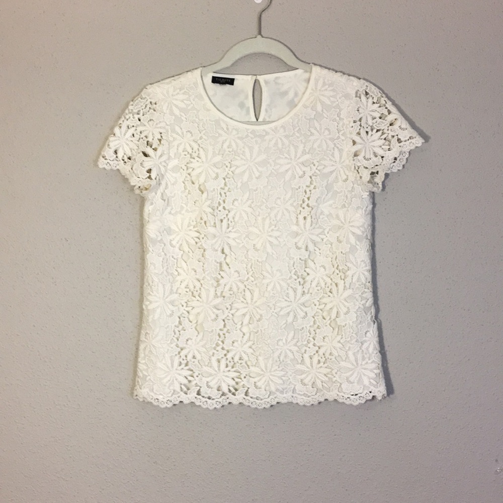 Talbots Ivory Lace Top Sz MD Petite